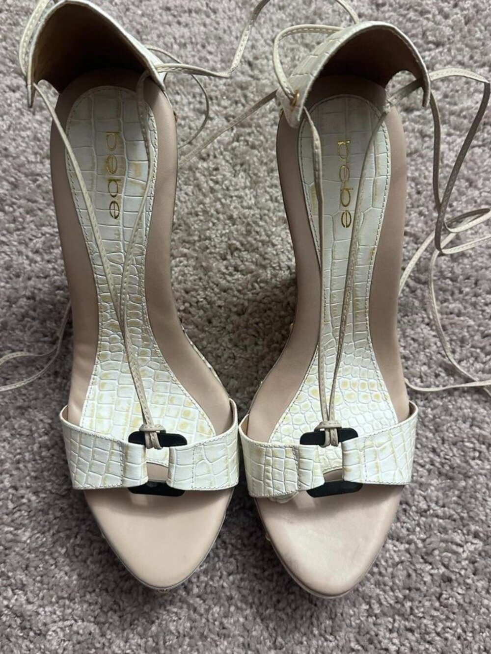 Bebe Women's Cream and White Espadrilles